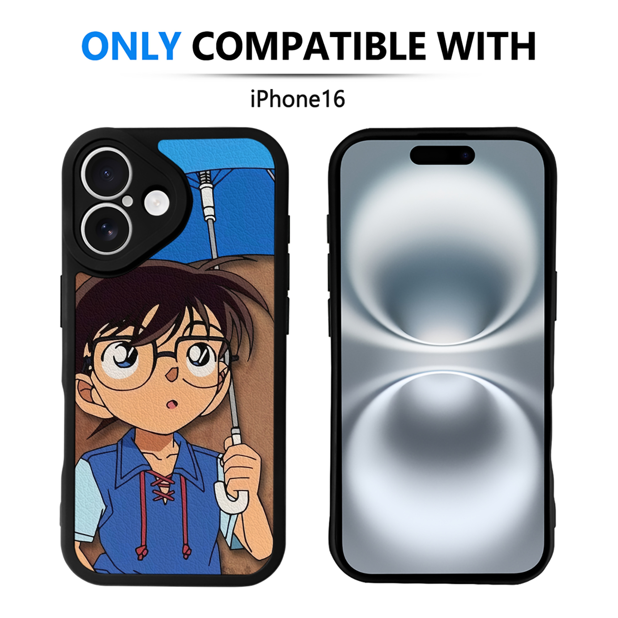 （画像用） 名探偵コナン Detective Conan 【iPhone 16シリーズ対応】シリコンスマホケース（レザー調） 材質：シリコン